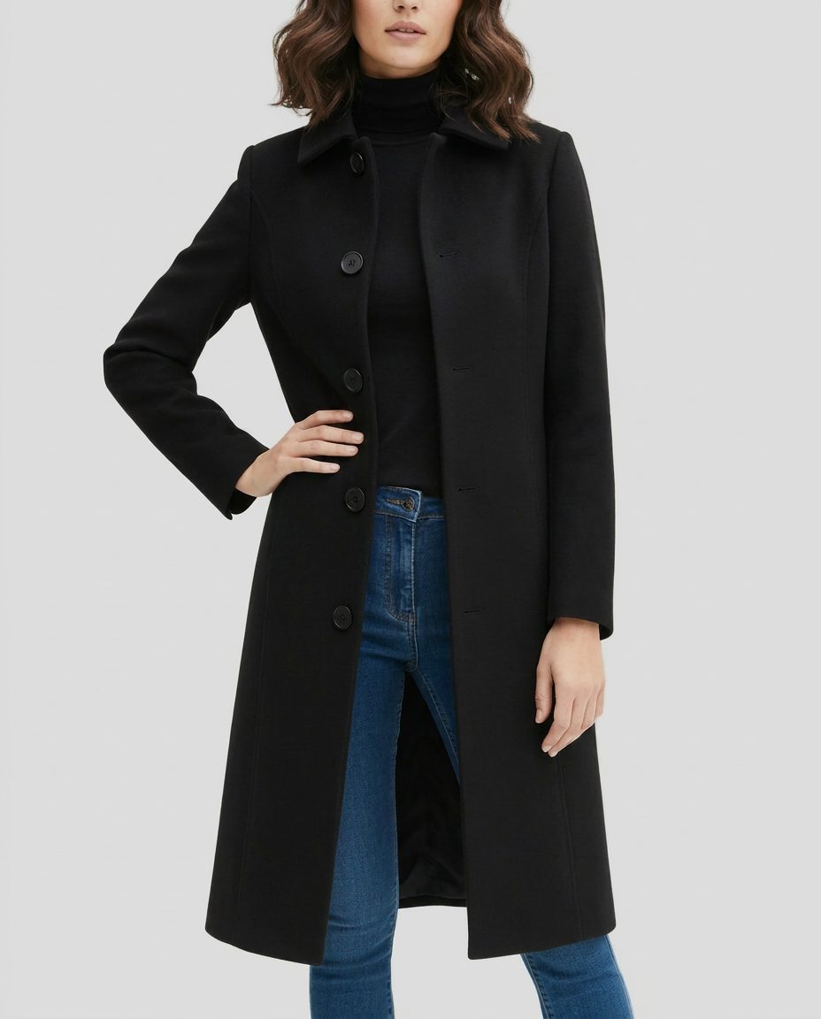 Naya | Single-Breasted Longline Trench Coat for Women
