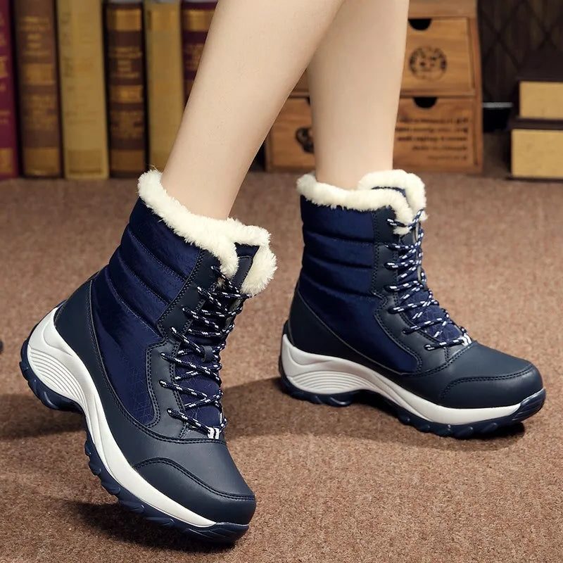 Nieve | Platform Snow Boots with Faux Fur Collar for Women