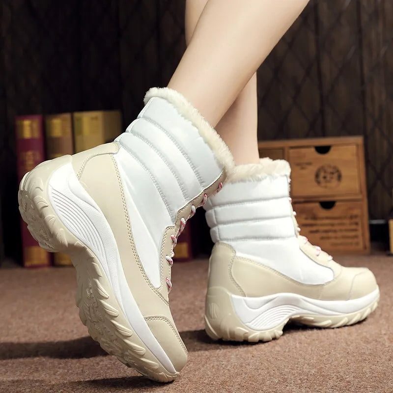 Nieve | Platform Snow Boots with Faux Fur Collar for Women