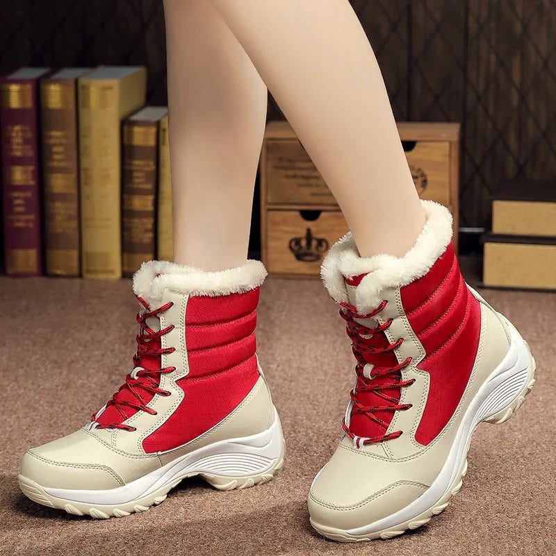 Nieve | Platform Snow Boots with Faux Fur Collar for Women