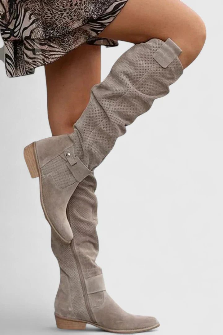Nina | Perforated Knee High Boots for Women