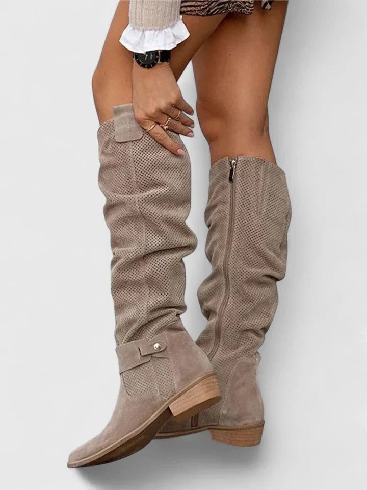 Nina | Perforated Knee High Boots for Women