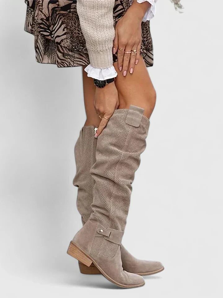 Nina | Perforated Knee High Boots for Women