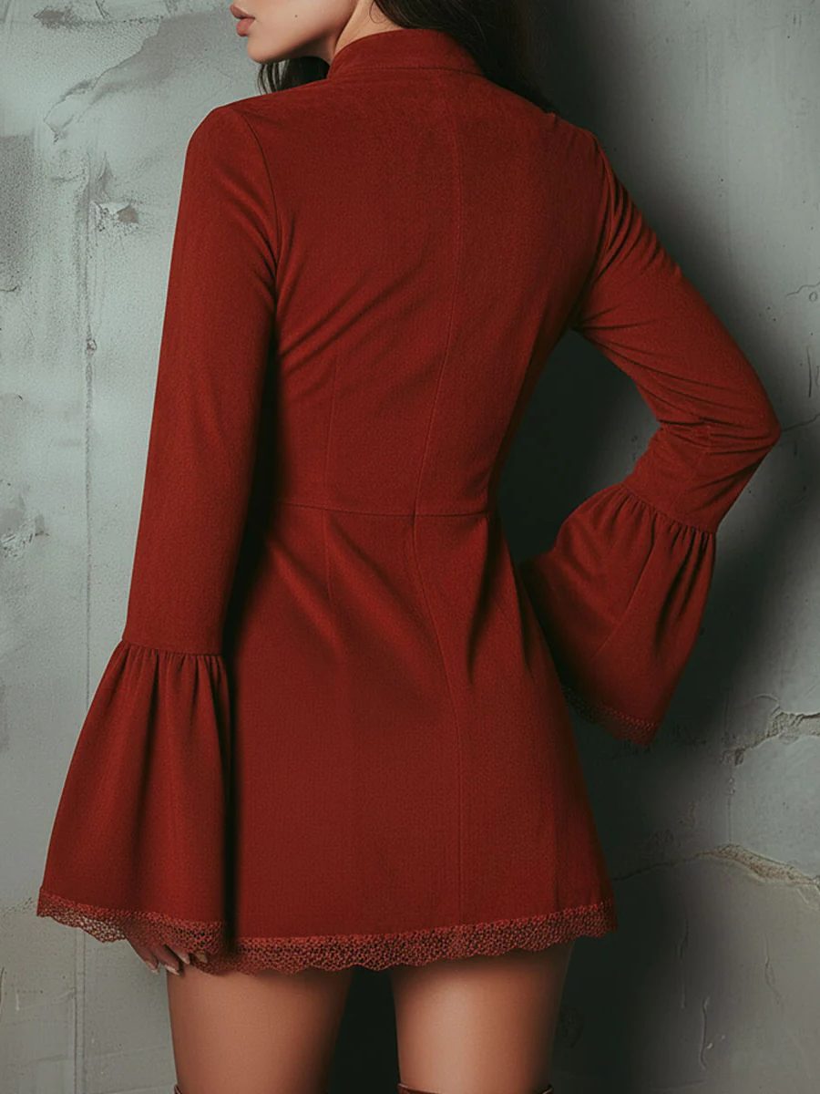 Norabel | Vintage Embroidered Mini Dress with Bell Sleeves for Women