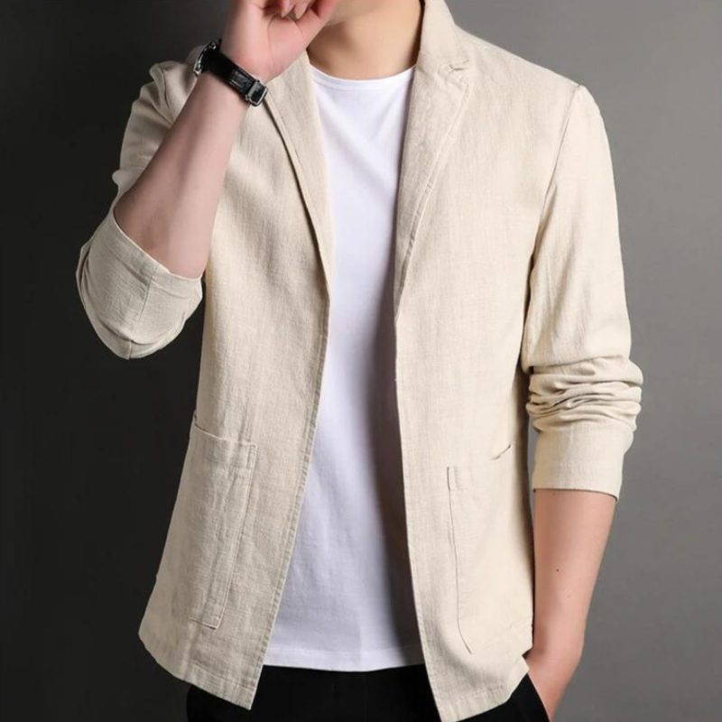 Notch Lapel Linen Blazer for Men