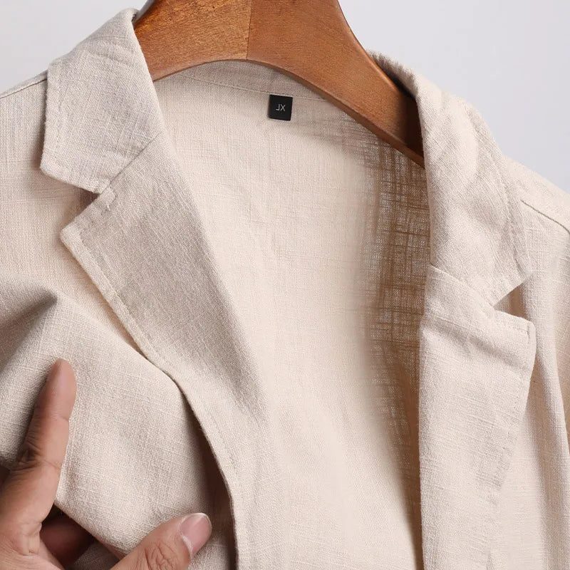 Notch Lapel Linen Blazer for Men