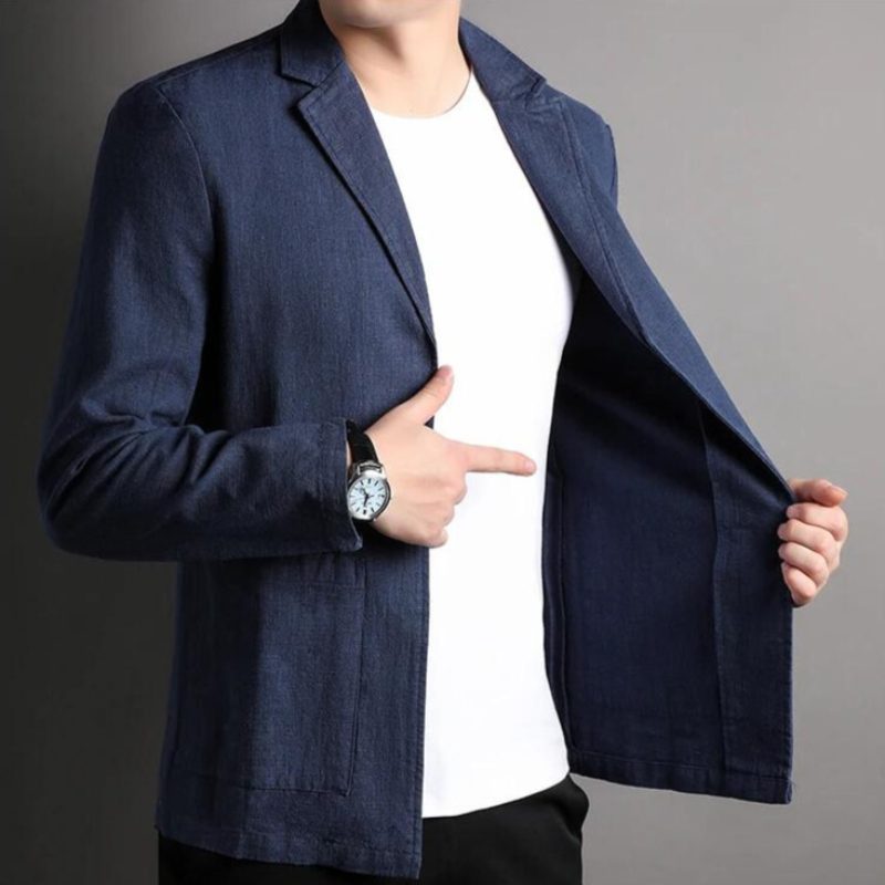 Notch Lapel Linen Blazer for Men
