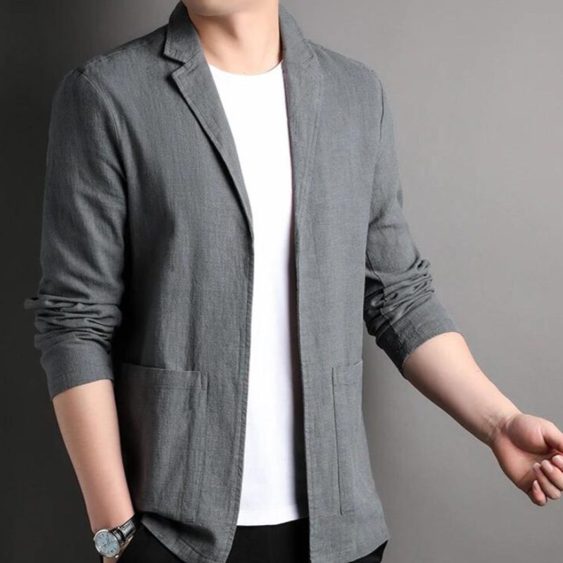 Notch Lapel Linen Blazer for Men