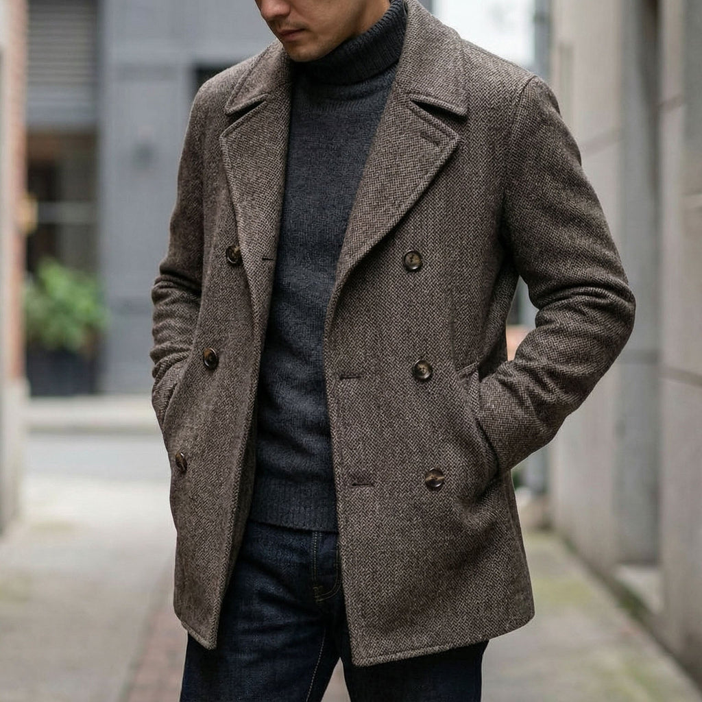 STRUCTURED WOOL COAT FOR MEN