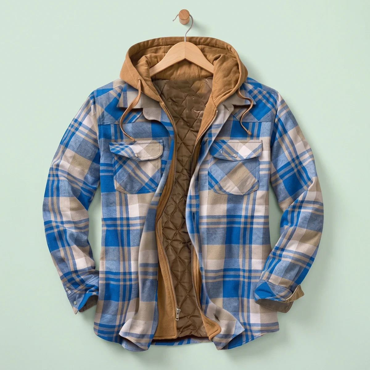 Octavius Quilted Lined Plaid Flannel Hooded Jacket