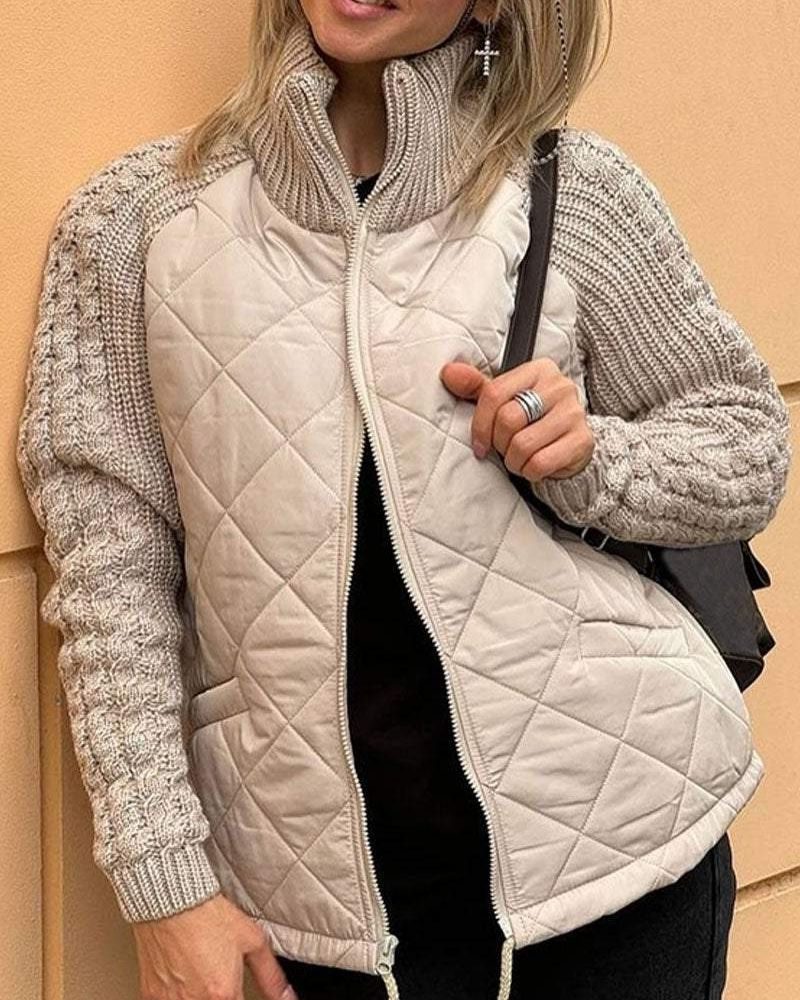 Olga | Quilted Puffer Jacket with Knit Sleeves for Women