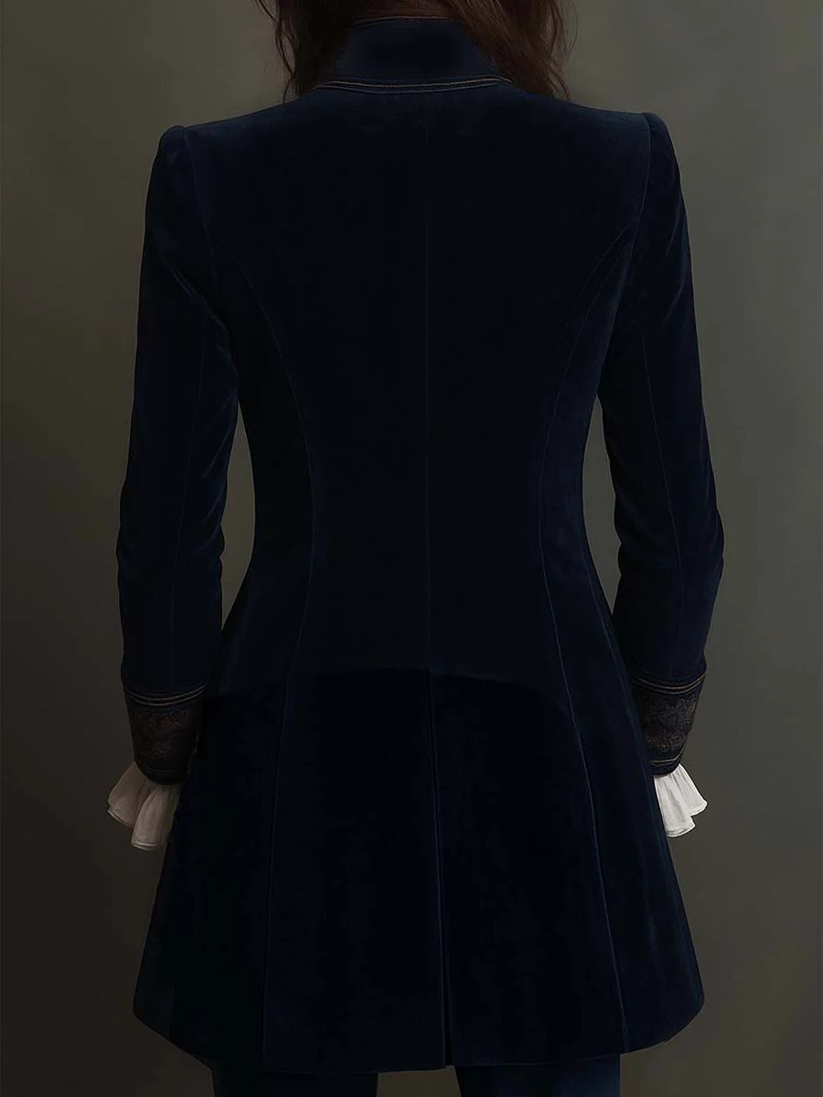 Oriana | Embroidered Velvet Long Jacket for Women