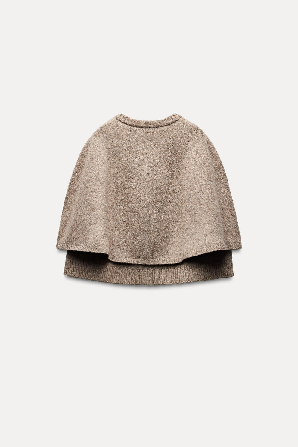 Women's Cape Jacket Short Sleeve Ribbed Knit with Button Front