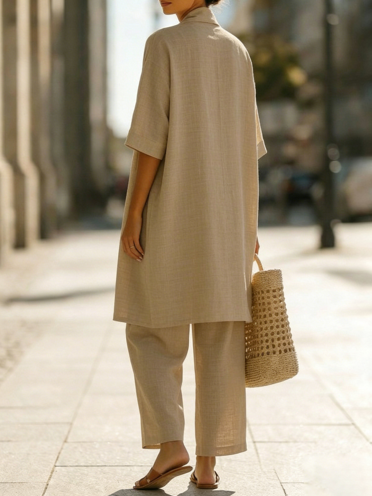 Women's Three-Piece Wide-Leg Set with Cardigan and Tank