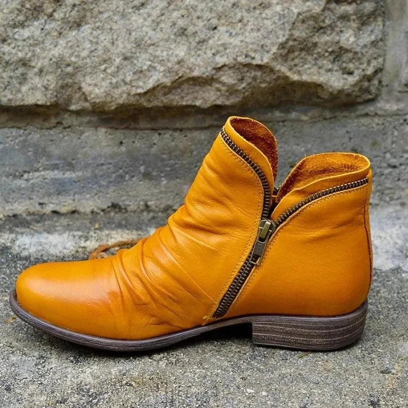 Women's faux leather side zip orthopedic ankle boots