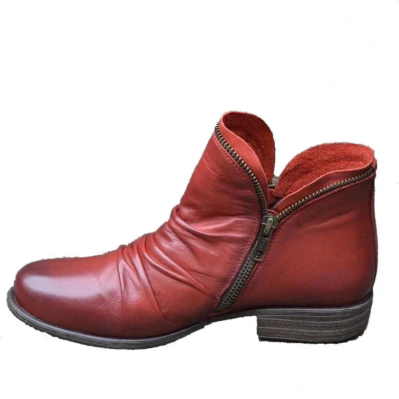 Women's faux leather side zip orthopedic ankle boots