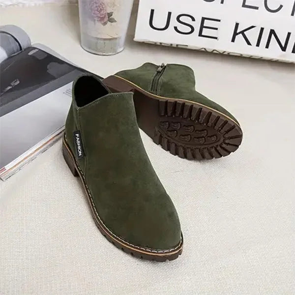 Women's suede side zip orthopedic ankle boots with fleece lining