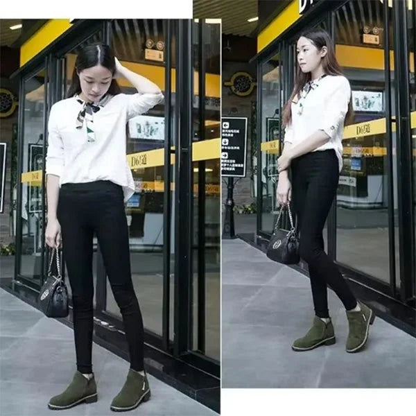 Women's suede side zip orthopedic ankle boots with fleece lining