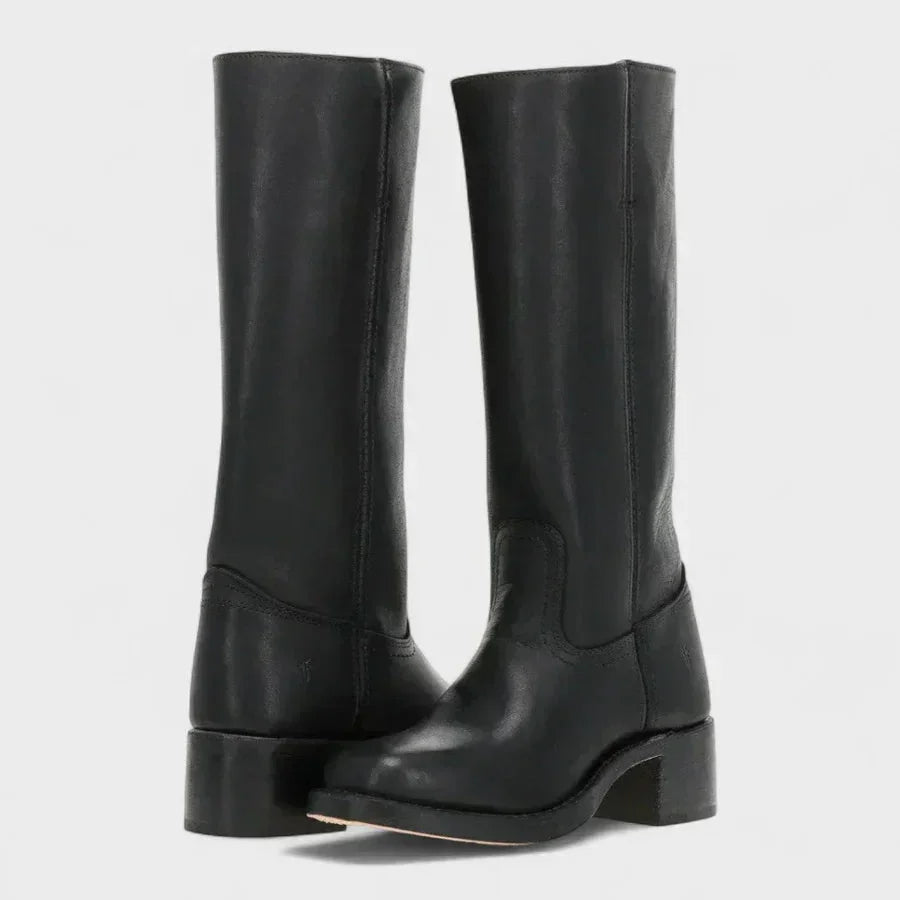 Women's faux leather orthopedic knee high boots with pull-on style