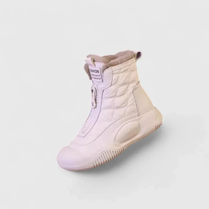 Women's quilted zip-up orthopedic ankle boots with faux fur lining