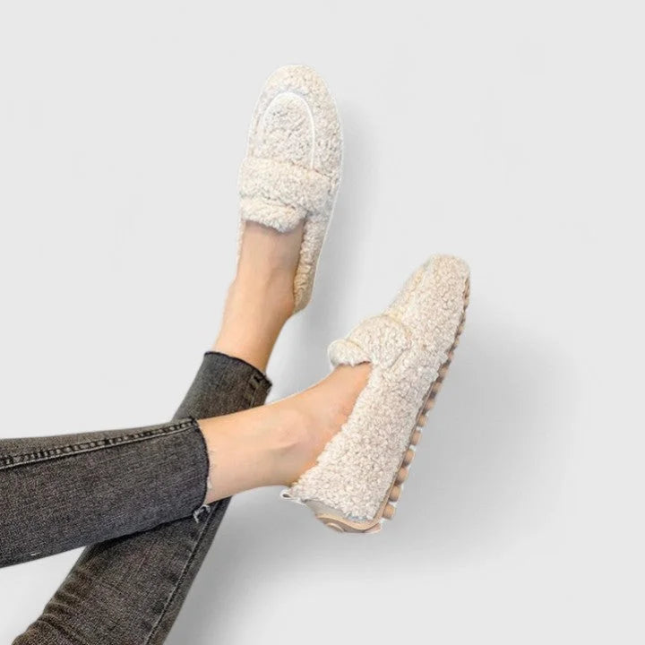 Women's borg orthopedic loafers with fluffy texture