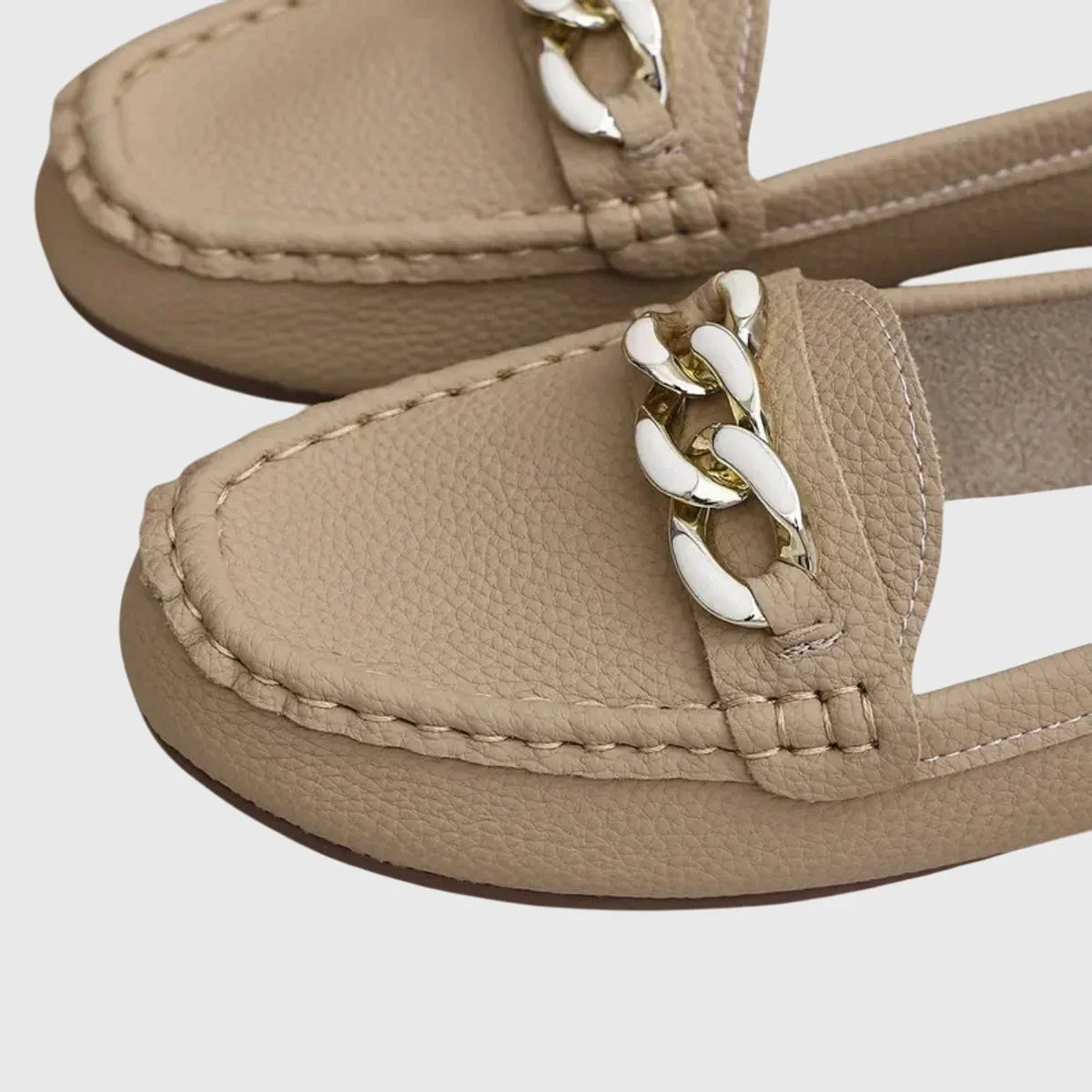 Women's orthopedic loafers with gold-tone chain detail