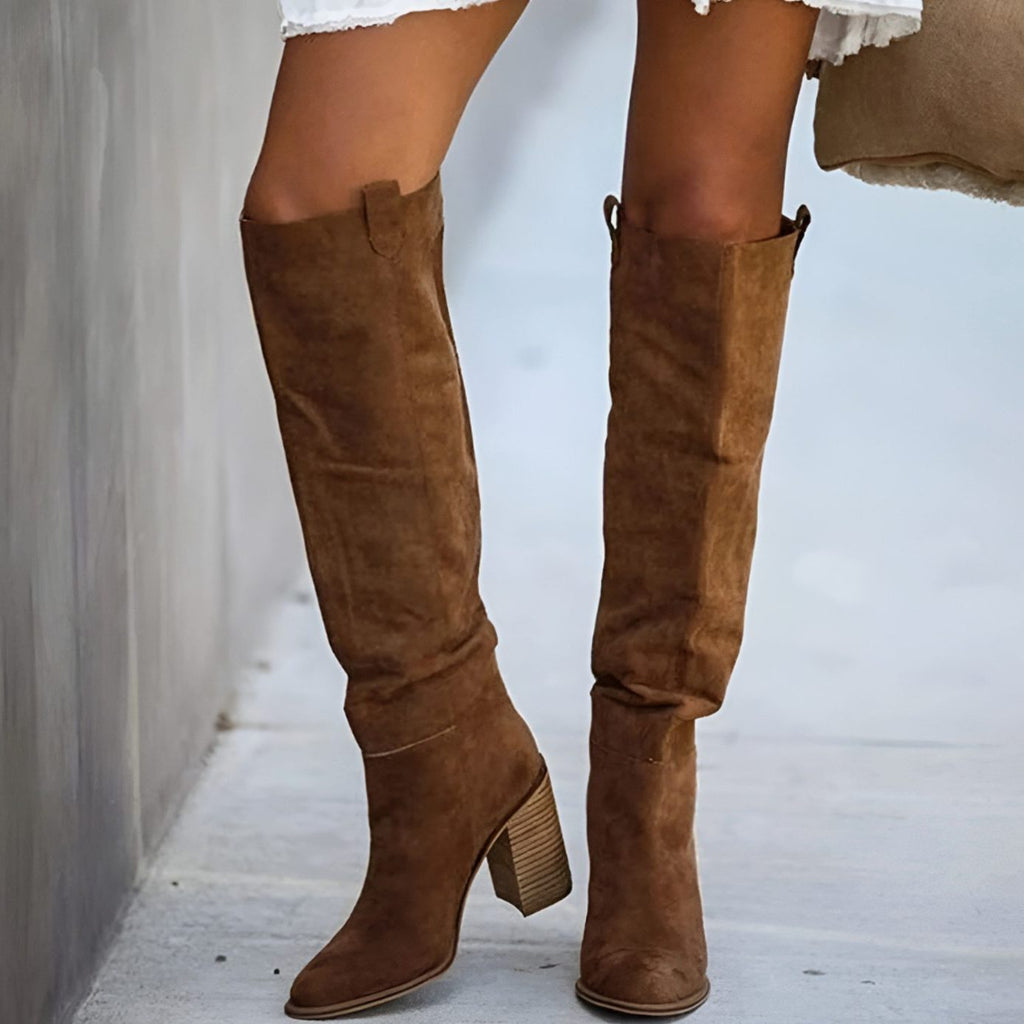 Karelia | Suede Over-the-Knee Block Heel Boots for Women