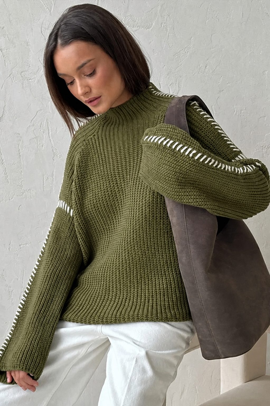 Joëlle | Chunky Knit Oversized Sweater with Mock Neck for Women