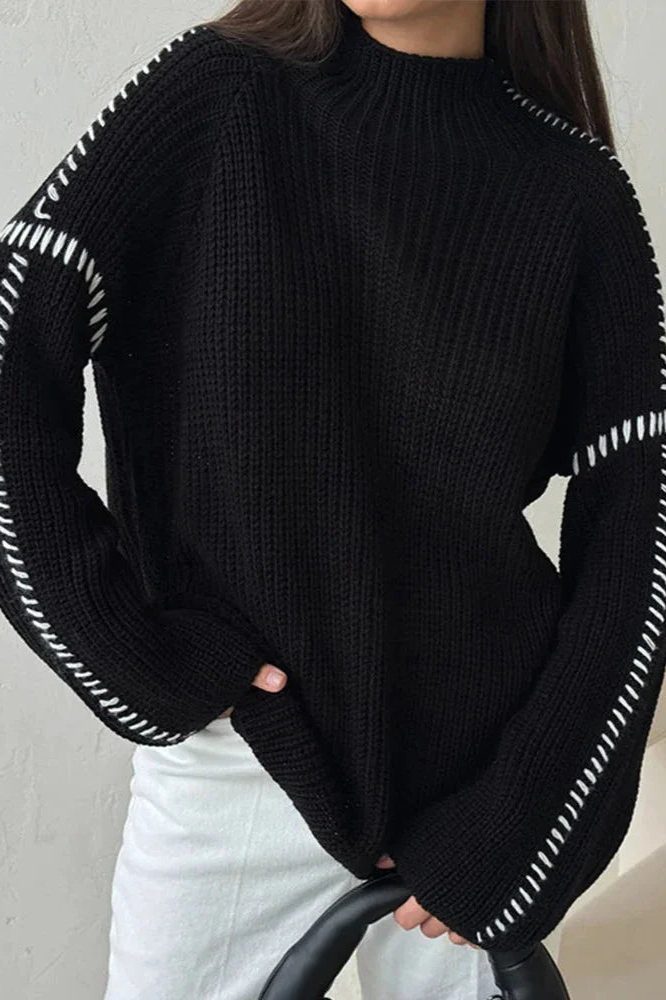 Joëlle | Chunky Knit Oversized Sweater with Mock Neck for Women