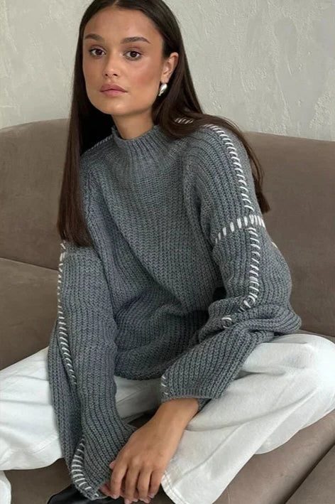 Joëlle | Chunky Knit Oversized Sweater with Mock Neck for Women