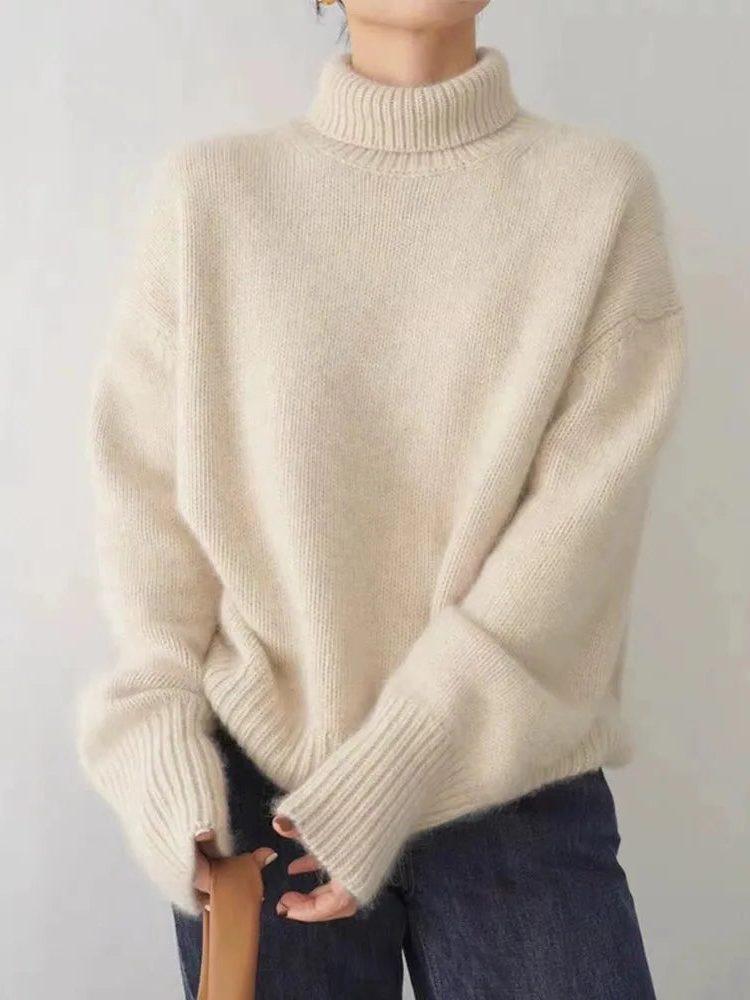 Eliana | Ribbed Knit Oversized Turtleneck Sweater for Women