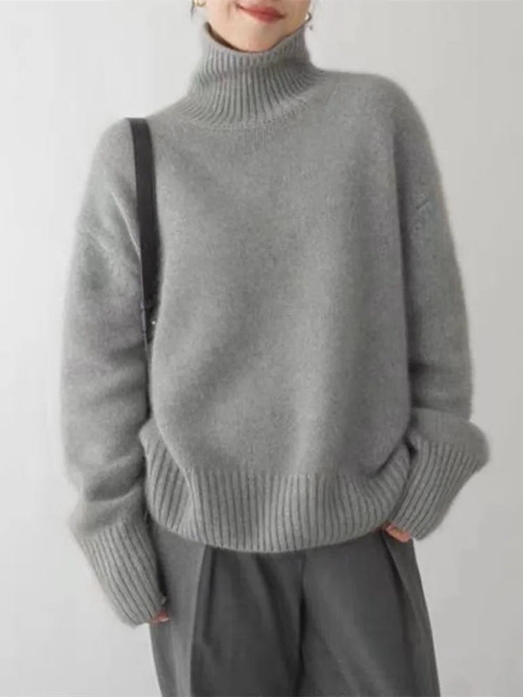 Eliana | Ribbed Knit Oversized Turtleneck Sweater for Women