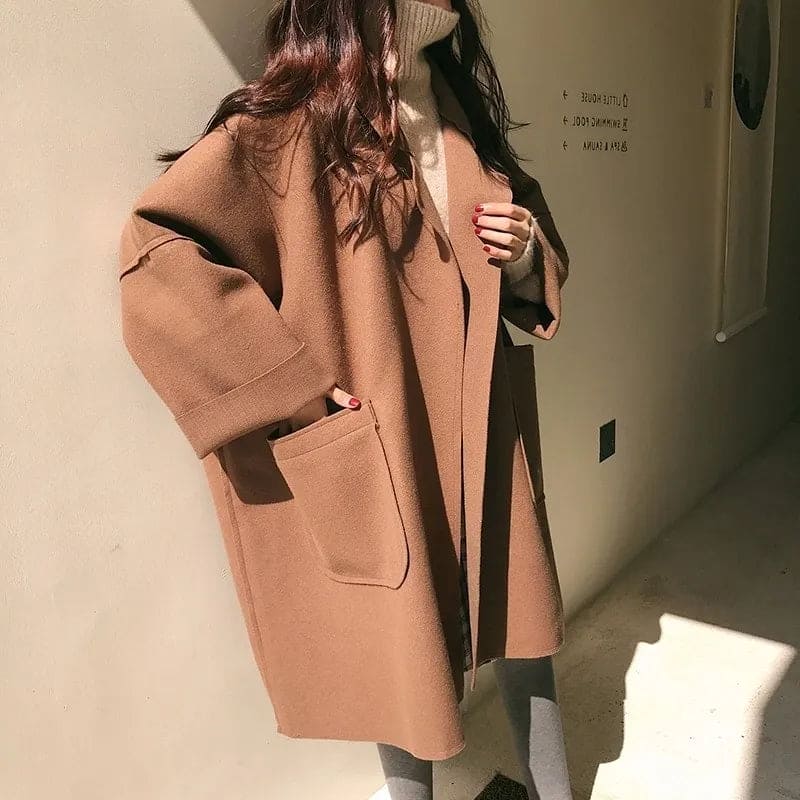 Women's Oversized Longline Coat Wide Notch Lapel