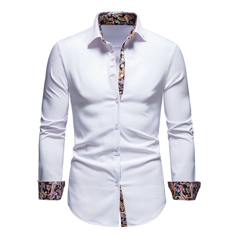 Paisley Button-Down Shirt with Long Sleeves for Men