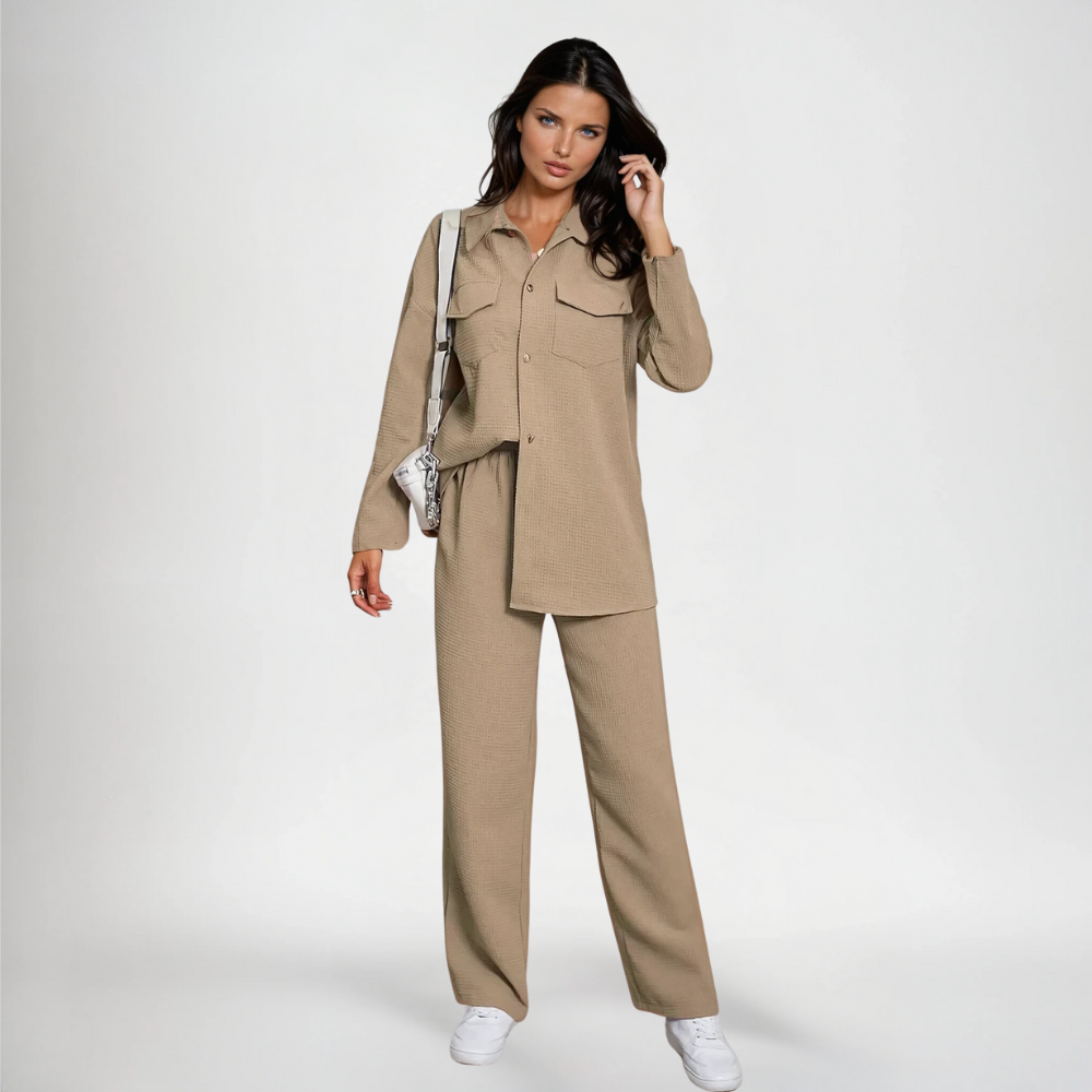 Women's Utility Shirt and Wide-Leg Pants Matching Set