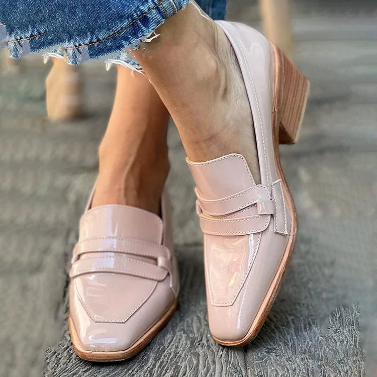 Norah | Patent Leather Block Heel Loafers for Women