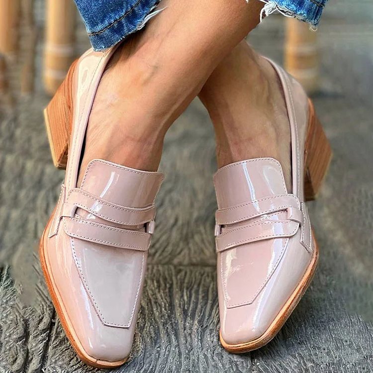 Norah | Patent Leather Block Heel Loafers for Women