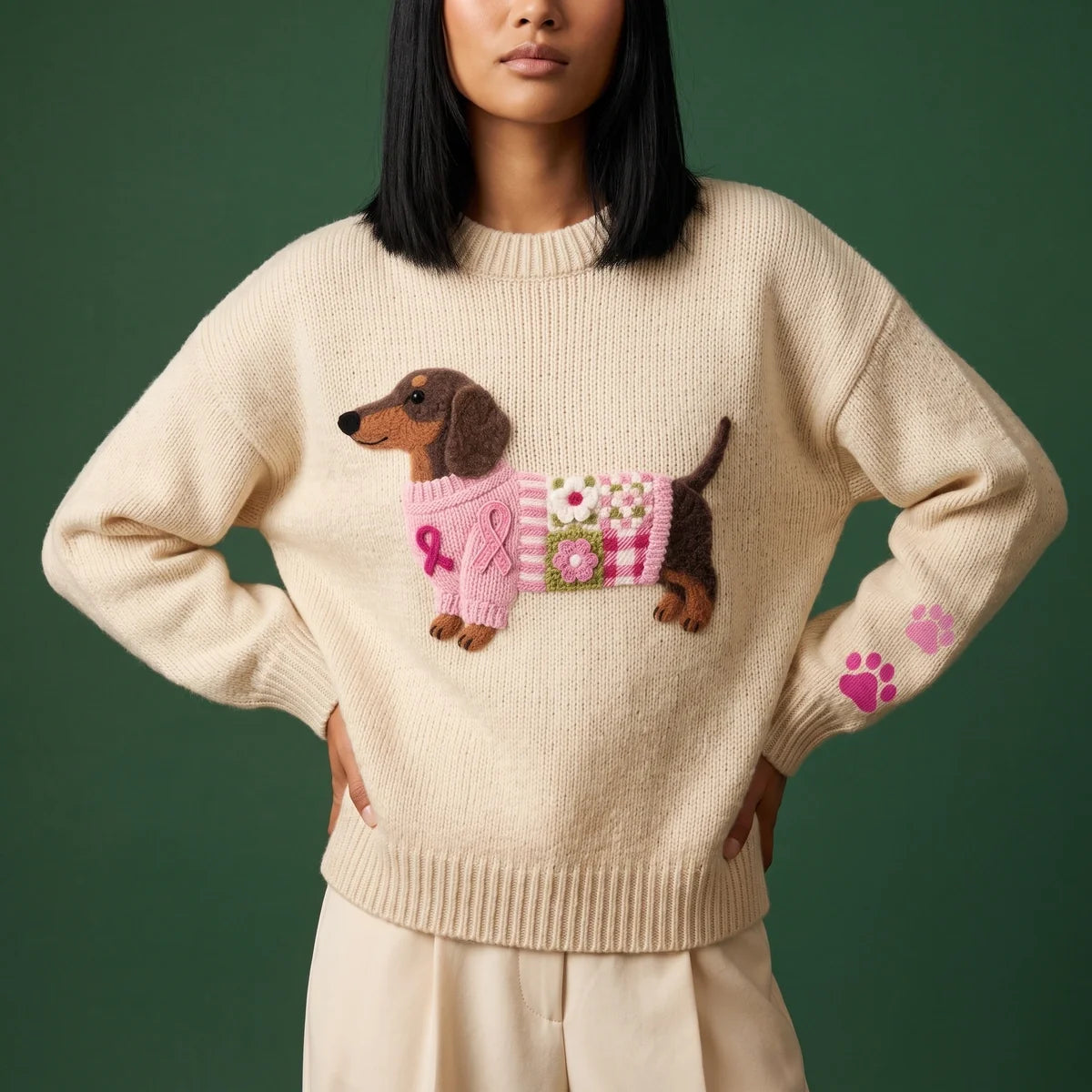Penelope Dachshund Patchwork Sweater