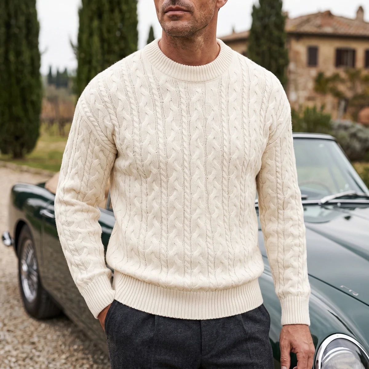 Percival Cable Knit Wool Blend Sweater