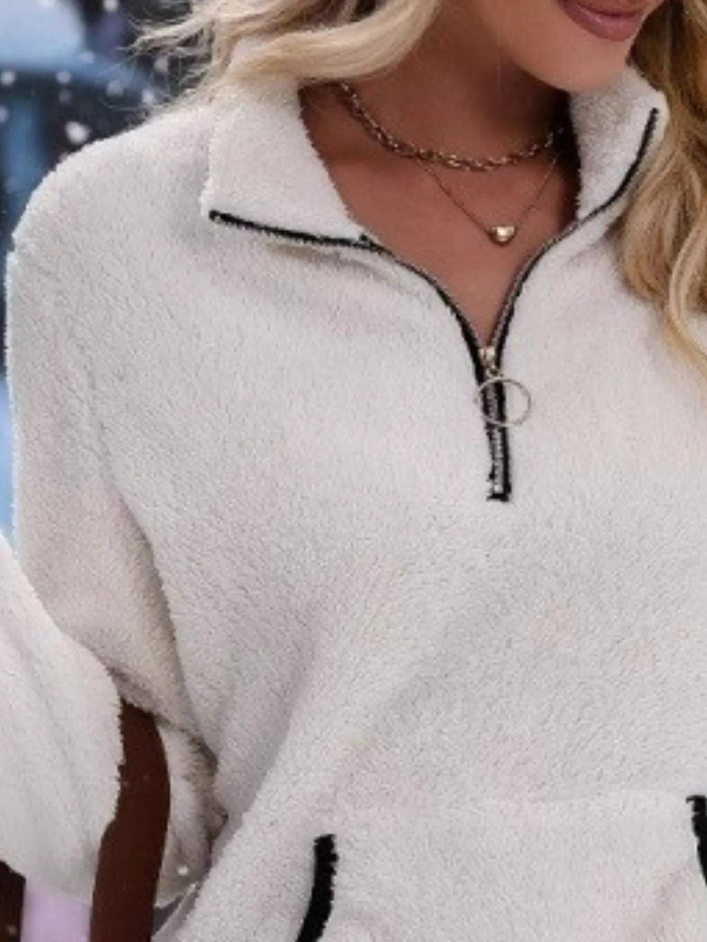 Persephone | Fuzzy Half-Zip Sweater with Kangaroo Pocket for Women