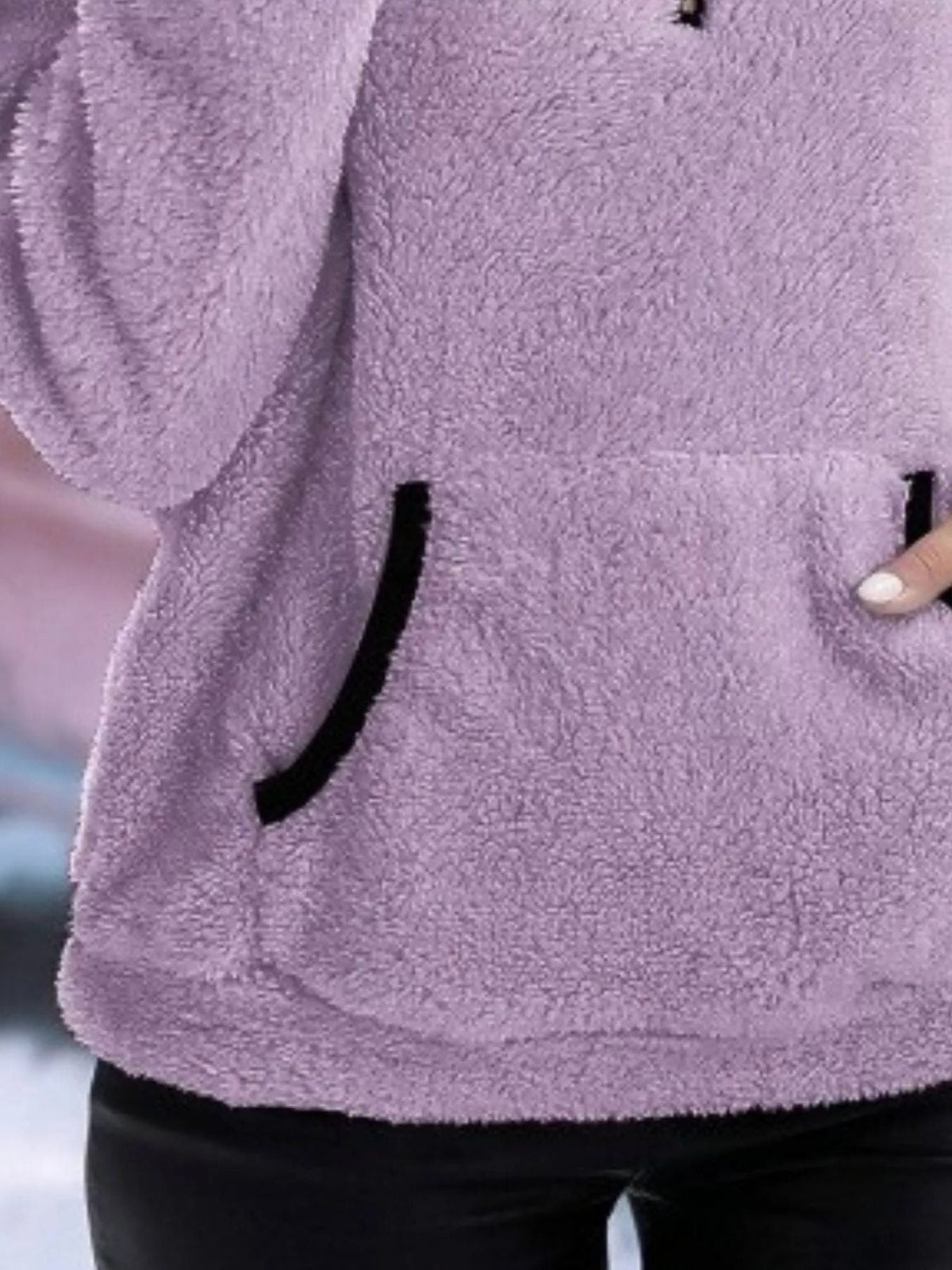 Persephone | Fuzzy Half-Zip Sweater with Kangaroo Pocket for Women
