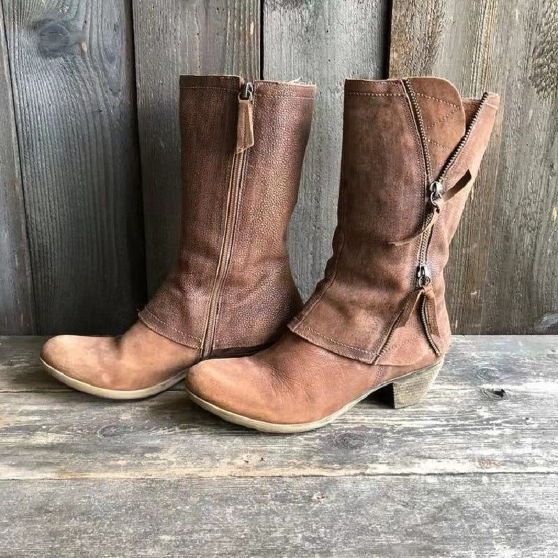 Philomena | Winter Suede Mid-Calf Boots with Block Heel for Women