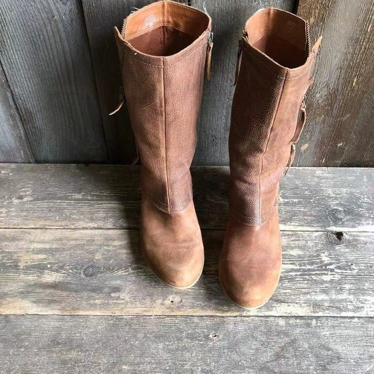 Philomena | Winter Suede Mid-Calf Boots with Block Heel for Women