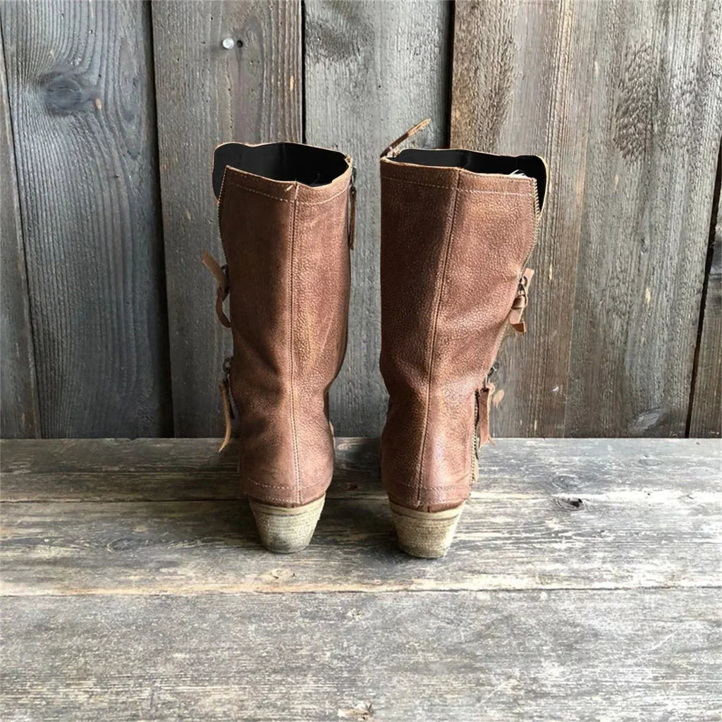 Philomena | Winter Suede Mid-Calf Boots with Block Heel for Women