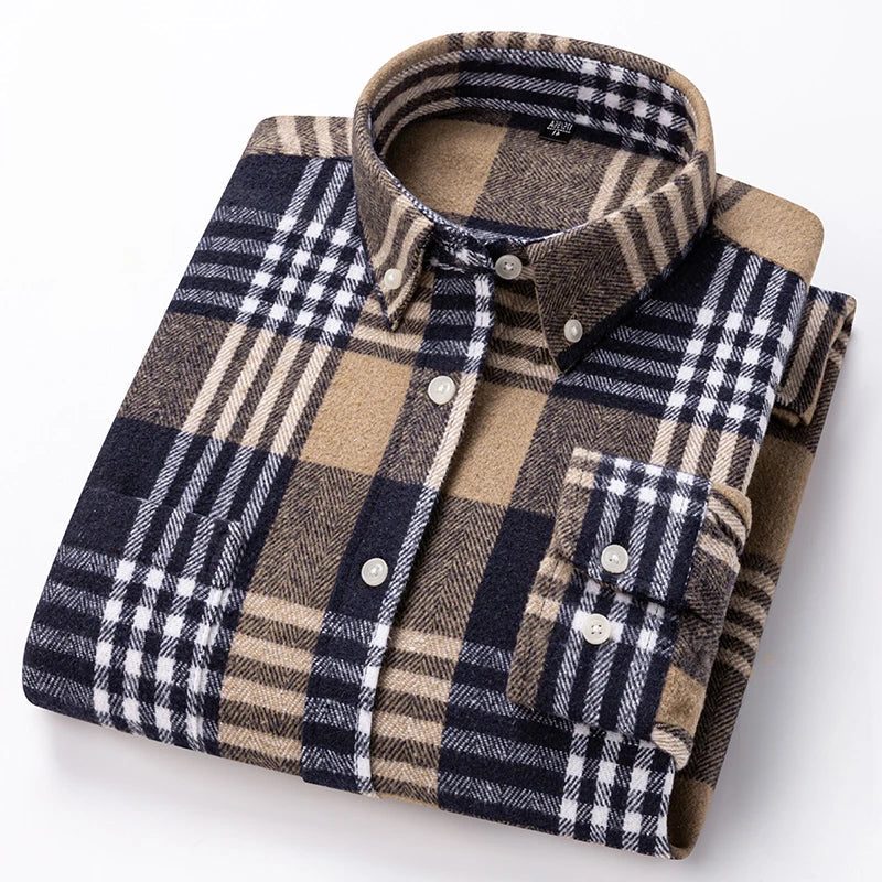 Plaid Button-Down Shirt for Men
