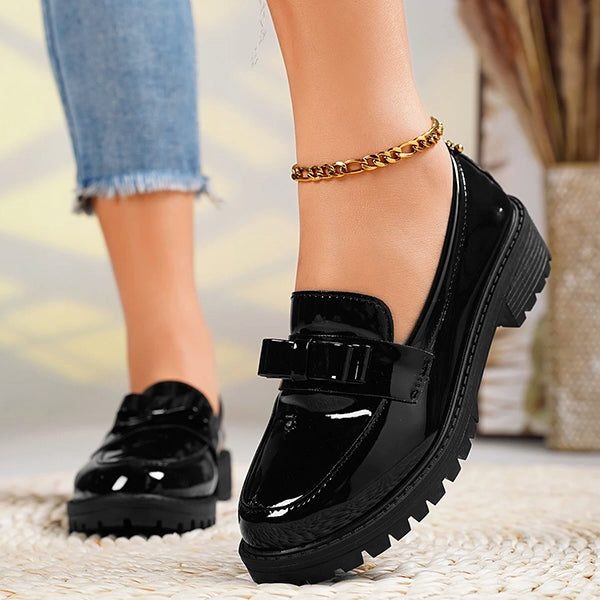 Marlene | Platform Slip-On Loafers with Bow Detail for Women