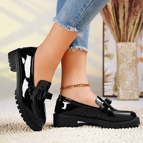Marlene | Platform Slip-On Loafers with Bow Detail for Women