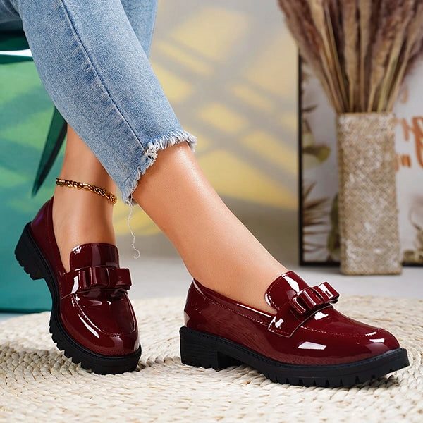 Marlene | Platform Slip-On Loafers with Bow Detail for Women