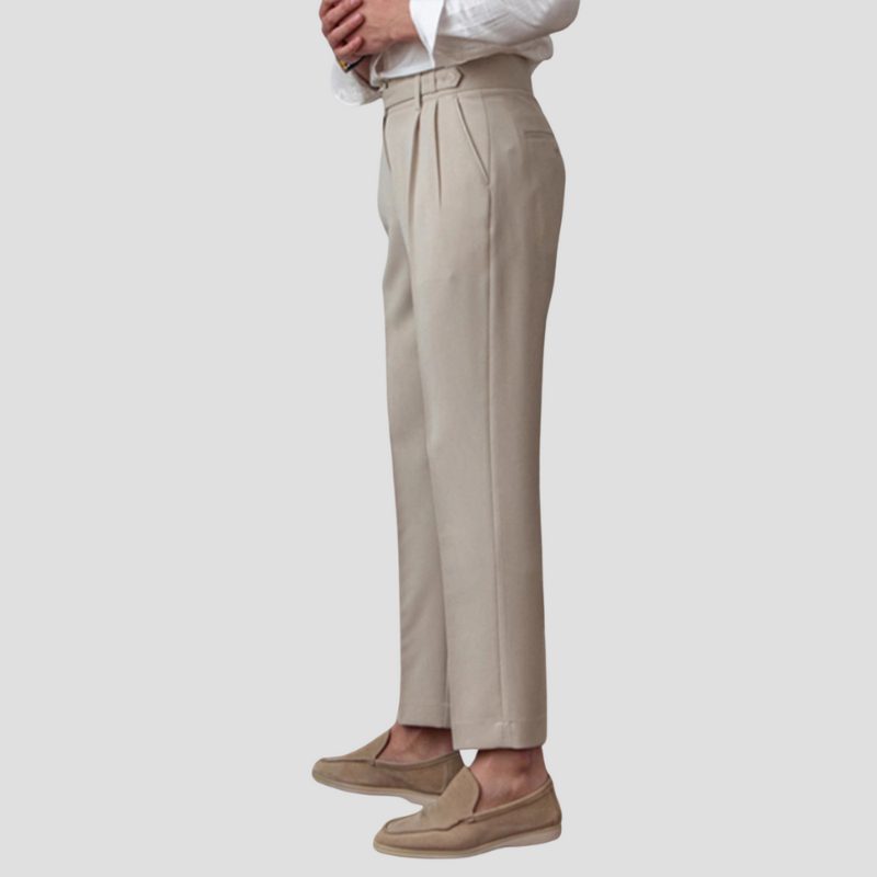 Pleated Slim Fit Trousers for Men
