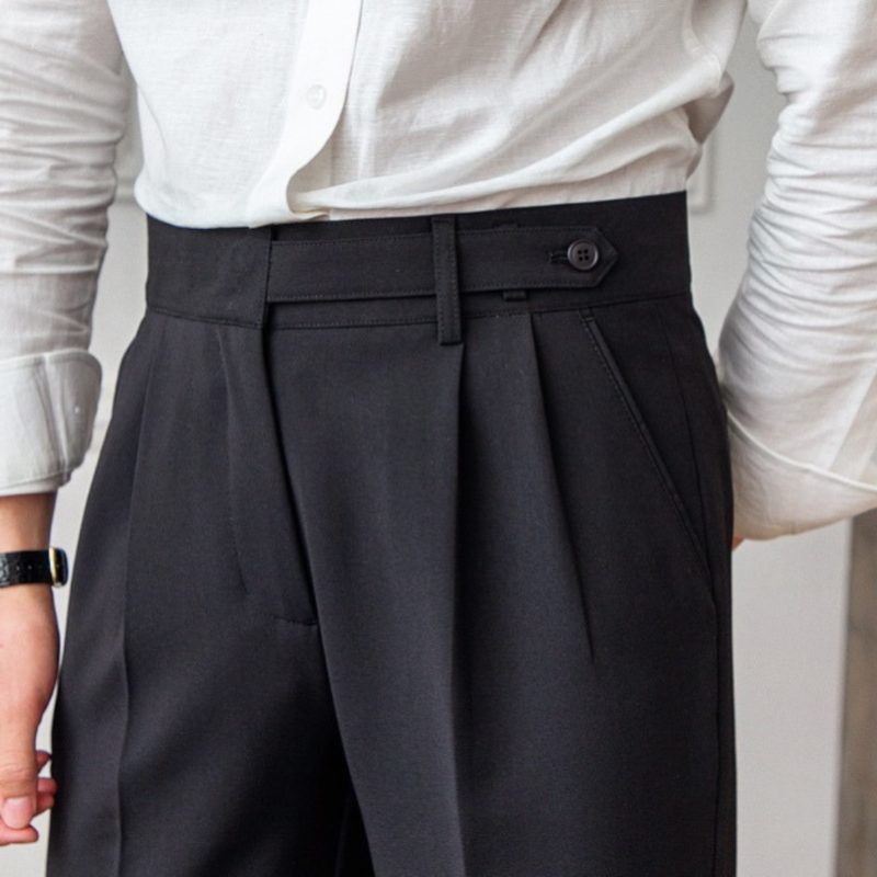 Pleated Slim Fit Trousers for Men